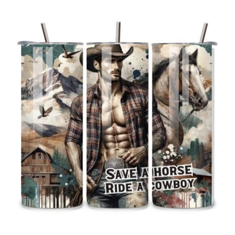 Save a Horse Ride a Cowboy 20oz Stainless Steel Tumbler